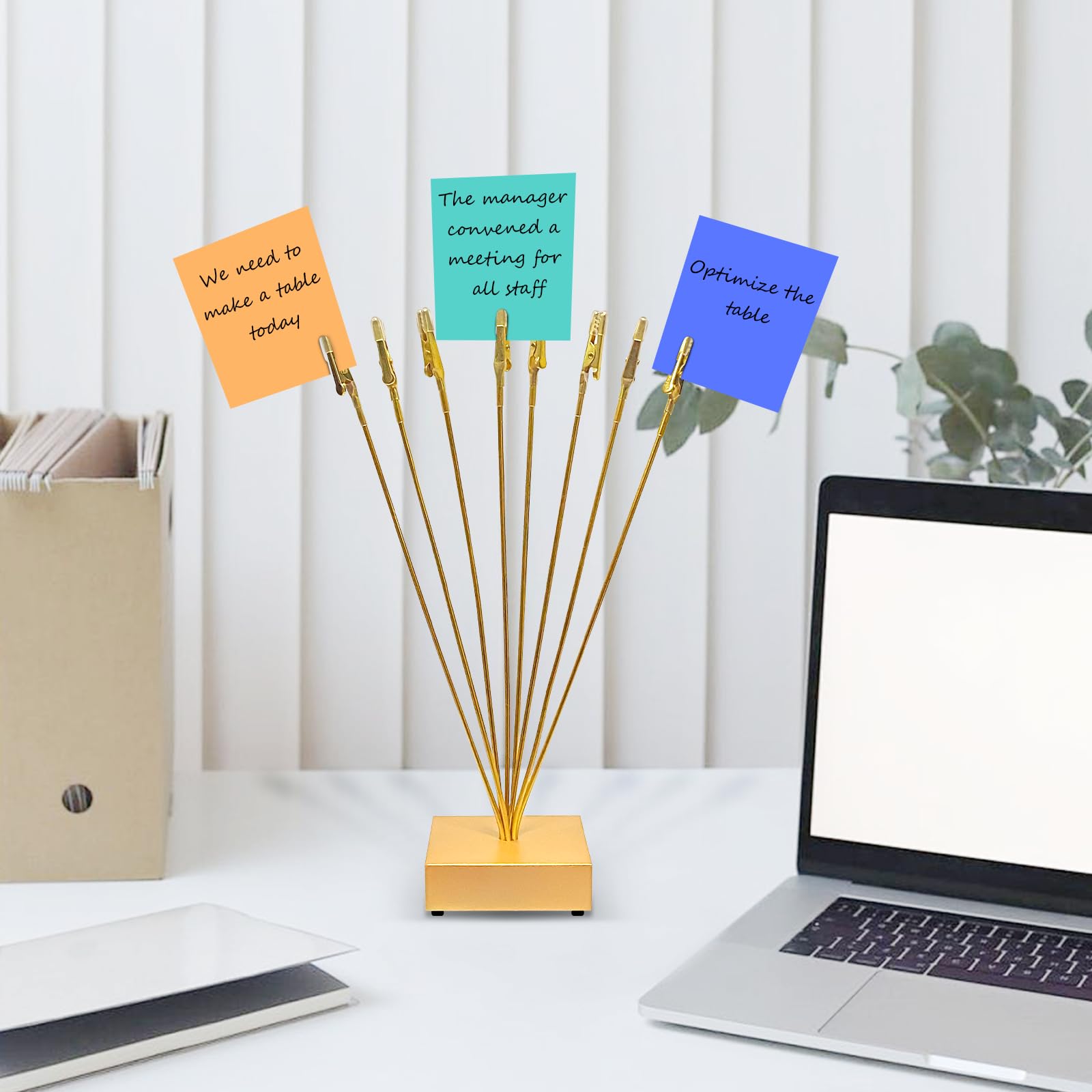 Gold Photo Tree Holder Clip Cube Base,8 - Branch Money Trees Gift Card Holder with Clips,Picture Holder Stand for Christmas Wedd